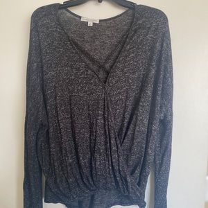 Heather Black Criss-Cross Sweater